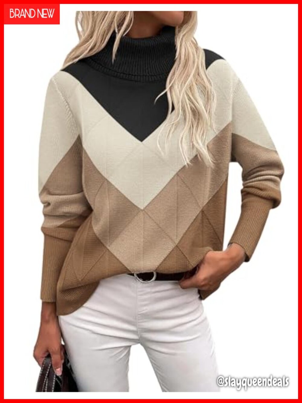 Women's Turtleneck Chunky Knit Sweater Long Sleeve Pullover